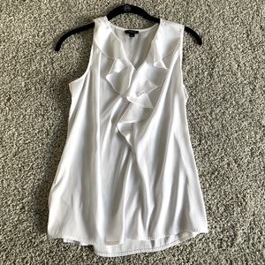 Ann Taylor White Ruffle Blouse Size 2